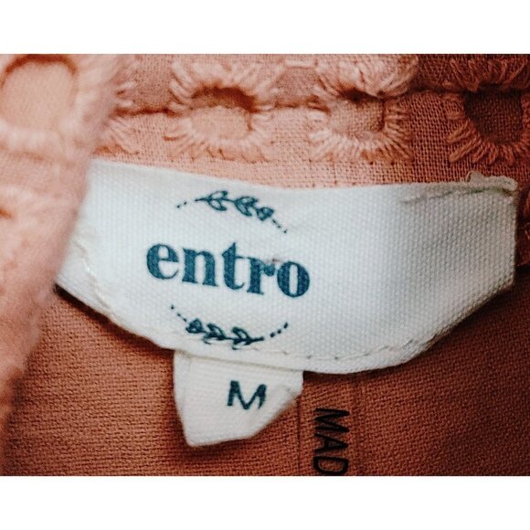 Entro Womens Size Medium Long Sleeves Peach 1/4  Zip Pullover Top Mock Neck - Picture 2 of 3